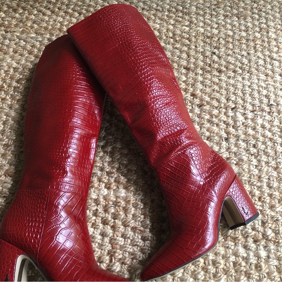 Sam Edelman Shoes - Sam Edelman Leather Moc Croc Hiltin Knee High Boots. Size 7